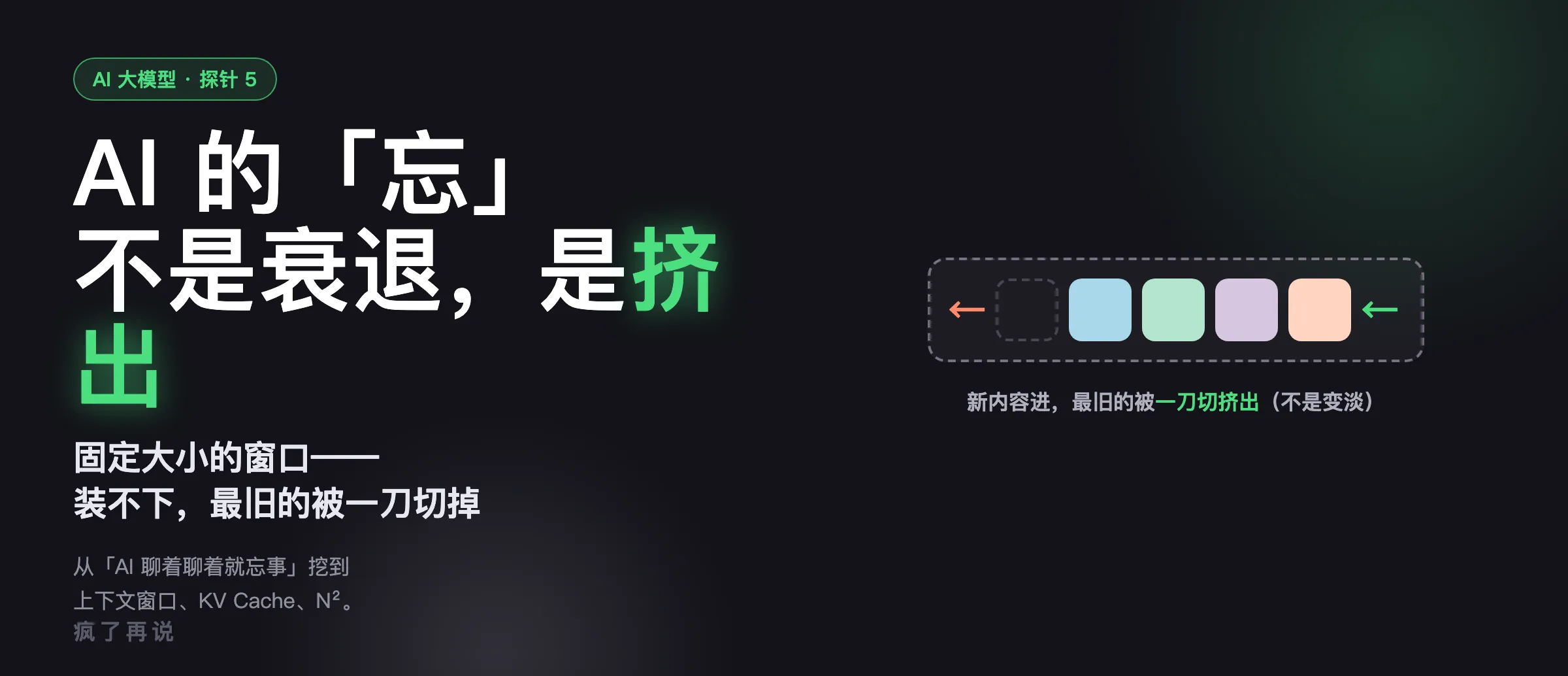 探针 5 封面：AI 为什么会忘事——不是渐渐忘，是窗口装不下被挤掉